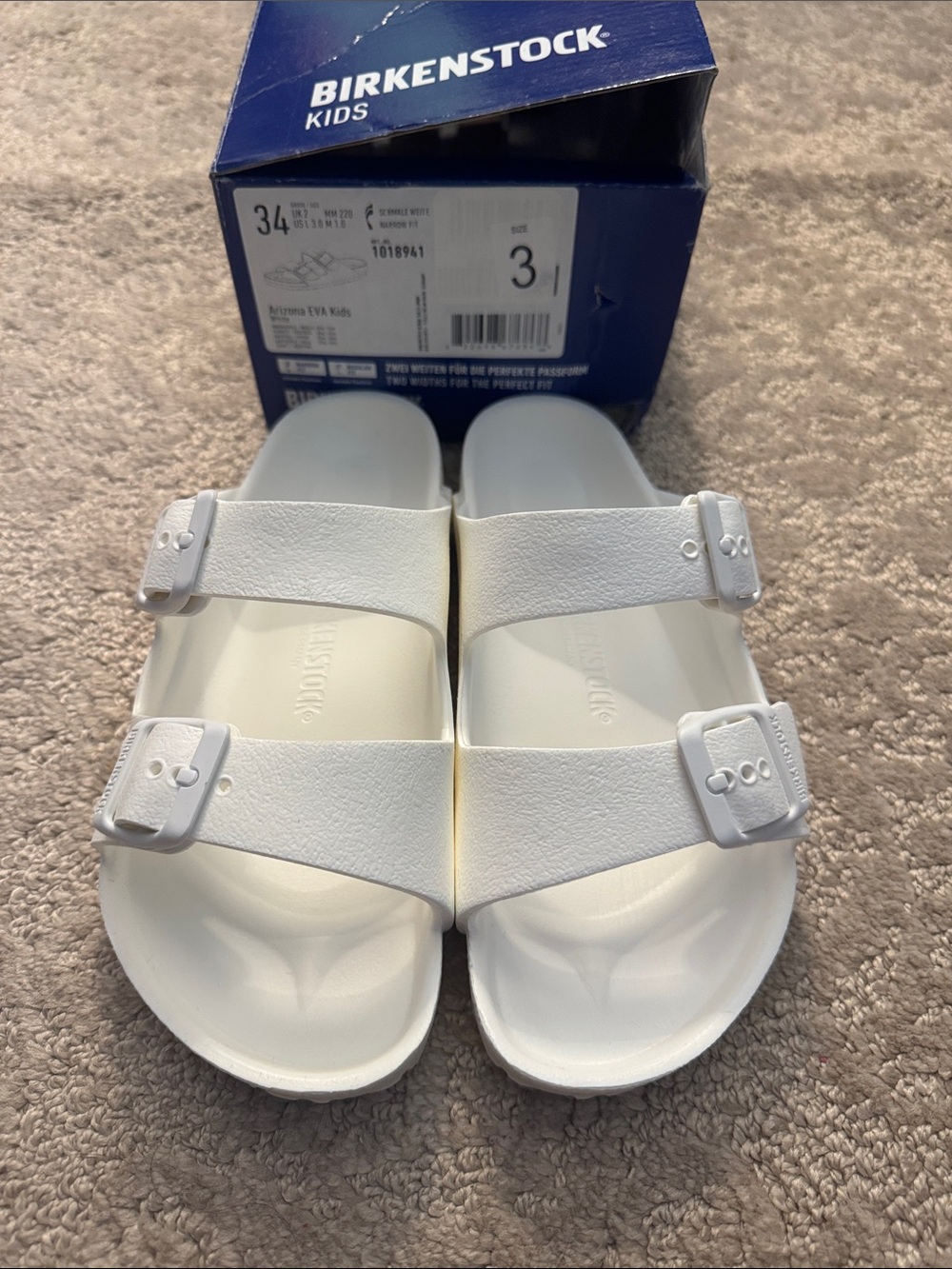 Birkenstock White Kids Arizona EVA Slide Sandals